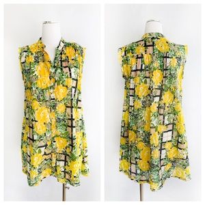 Anthropologie Floral Check Shift Dress